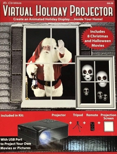 Virtual Holiday Projector - 8 Christmas and Halloween Movies - Lot 1597