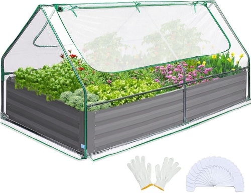Quictent 6x3x1ft Galvanized Raised Garden Bed with Cover Metal Planter Box Kit - Lot 1599