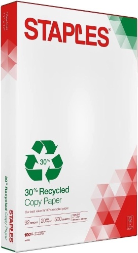 Staples 580336 30% Recycled 11X17 Paper 20 Lbs 92 Bright 500/Rm - Lot 4984