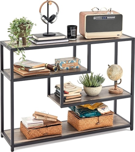 Linsy Home Console Table, 4-Tier Sofa Tables for Entryway, Narrow Tables with Open Storage Shelves, 39.3" Console Tables for Entryway, Hallway, Sofa, Couch, Living Room, Bar, Kitchen, Beige - Lot 5414