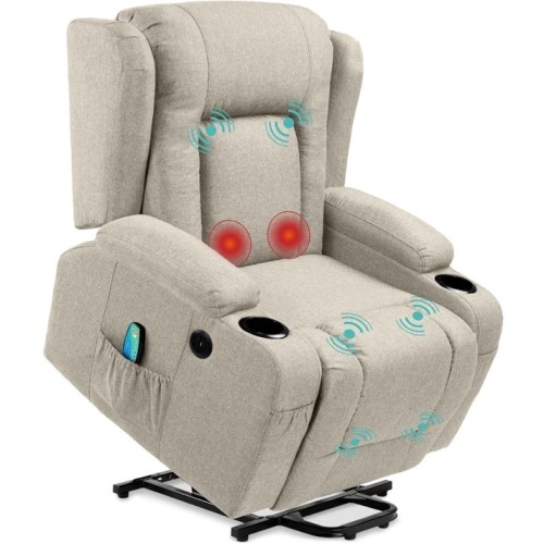 Electric Power Lift Recliner Massage Chair w/ Heat, USB Port, Cupholders - Lot 2788