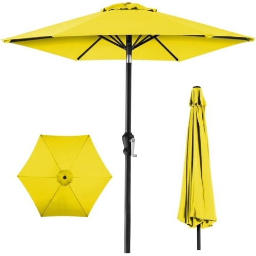 Outdoor Steel Market Patio Umbrella Decoration w/Tilt, Crank Lift - 10ft - Lot 2789