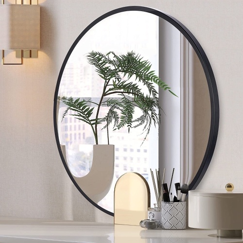 HICOMILA Black Round Mirror - Lot 2797