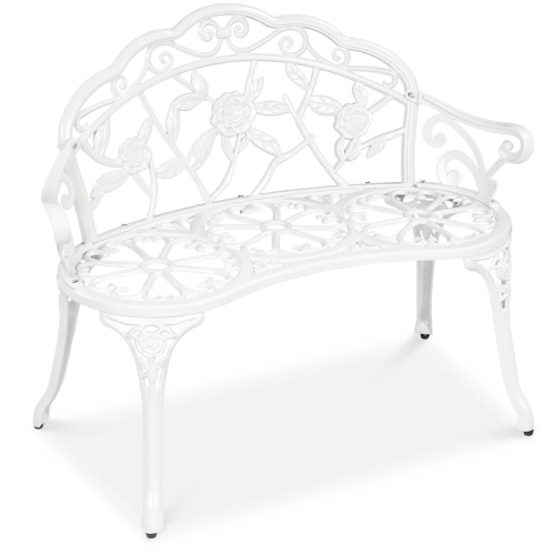 Steel Garden Bench Outdoor Patio Furniture w/ Floral Rose Accent - Lot 9457