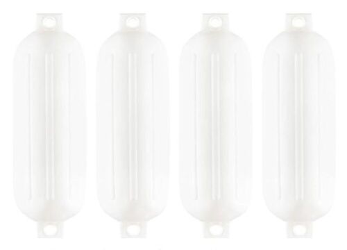 Ribbed 8.5" x 27" Boat Fenders Vinyl Bumper Dock Shield Protection White Set of 4 - Lot 139