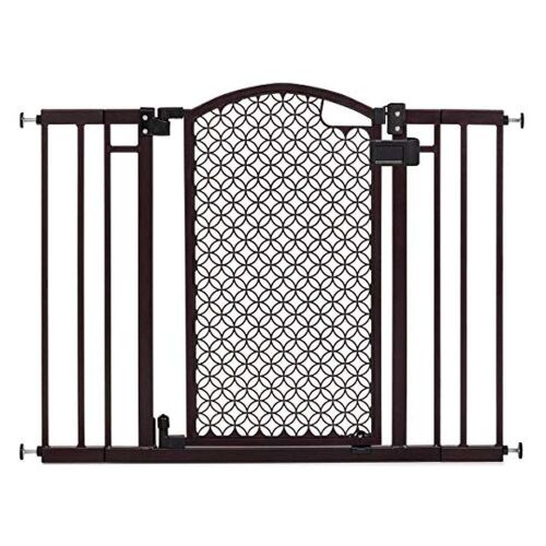 Summer Modern Home Decorative Walk-Thru Baby Gate, Metal with Espresso Finish, 30" Tall  - Lot 164
