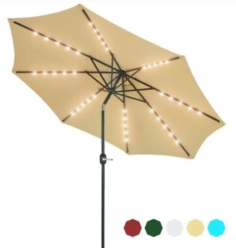 Patio Watcher 11-FT Solar Umbrella Beige  - Lot 323