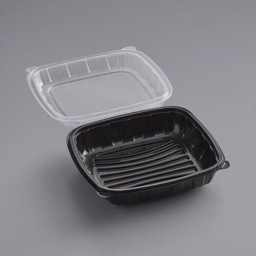 Choice 9" x 9" x 3" Microwavable 1-Compartment Black / Clear Plastic Hinged Container - 100/Case - Lot 495