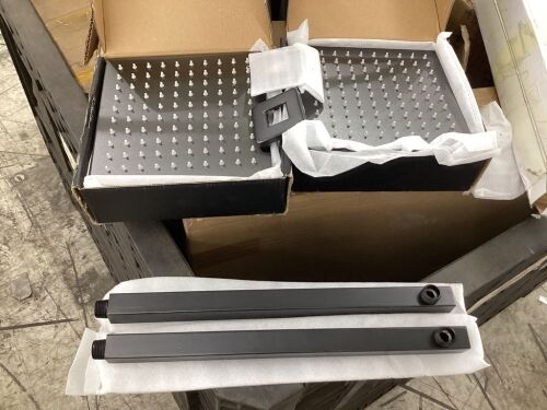 Lot of (2) 8 Inch Rainfall Shower Head in Matte Black with Shower Arm  - Lot 310