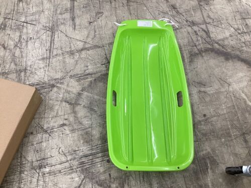 Kids Outdoor Plastic Toboggan Snow Sled Board w/ Pull Rope, Handles - 35in  - Lot 505