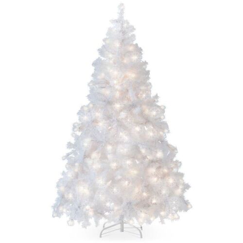 6ft Pre-Lit Hinged Artificial Pine Christmas Tree w/ 250 Lights, Stand  - Lot 128