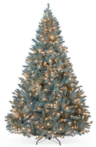 Pre-Lit Blue Spruce Christmas Tree w/ Foldable Base, Incandescent Lights - Lot 117