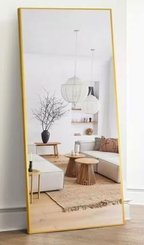 NeuType 71 in. x 24 in. Oversized Modern Rectangle Metal Framed Vanity Mirror - Lot 598