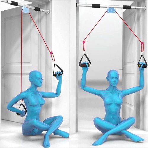 NISDOKR Multi Exercise Doorway Traction Device, Pull Up Bar + Shoulder Pulley Rehab Exerciser for Rotator Cuff/Waist Recovery + Cervical Neck Stretcher Hammock for Neck Pain Relief  - Lot 667