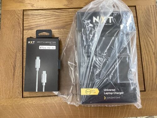 NXT Universal Laptop Charger & Lightning  to USB-C Cable  - Lot 754