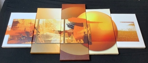 Abstract Orange Canvas Wall Art, Set of 5 - Lot 111