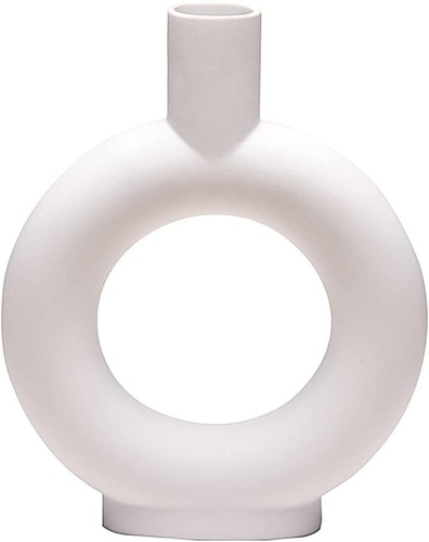 Anding White Ceramic Vase - Modern Vase Matte Design - Lot 262
