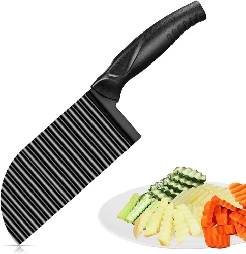 Crinkle Cutter - 2.9" X 11.8" Stainless Steel Wavy Blade Cutting Tool, Black - Lot 397