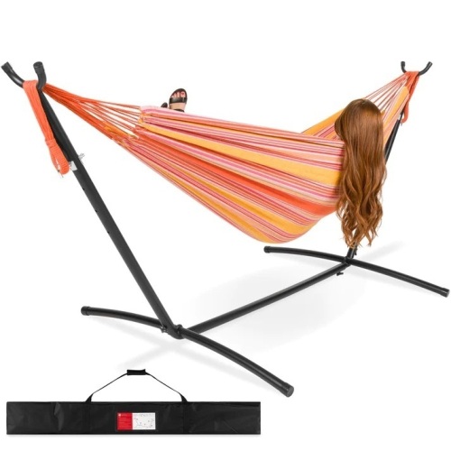 2-Person Brazilian-Style Double Hammock w/ Carrying Base and Steel Stand - Lot 5350
