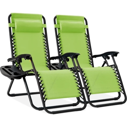 Set of 2 Adjustable Zero Gravity Patio Chair Recliners w/ Cup Holders - Lot 5517