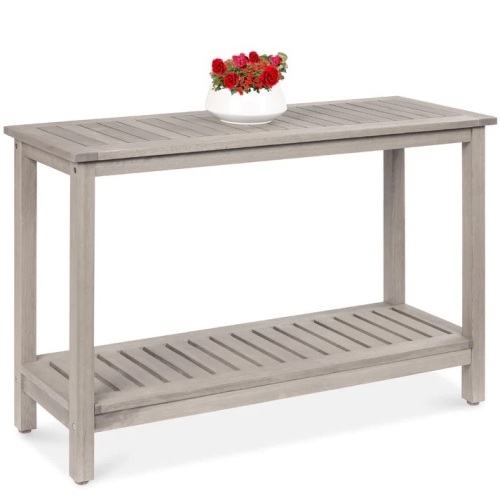 2-Shelf Wooden Console Table Storage Organizer w/ Natural Finish - 48in - Lot 5548