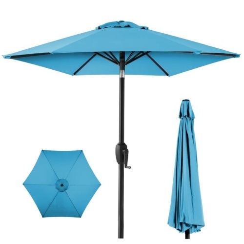 Outdoor Market Patio Umbrella w/ Push Button Tilt, Crank Lift - 7.5ft - Lot 5557