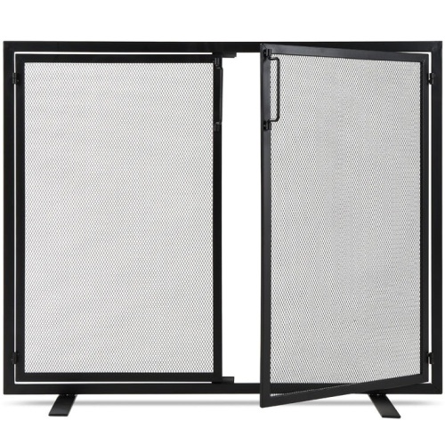 2-Door Wrought Iron Fireplace Screen w/ Magnetic Doors - 38.5x41in - Lot 5580