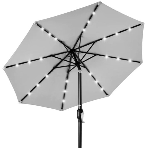 Solar LED Lighted Patio Umbrella w/ Tilt Adjustment, UV-Resistance - 10ft - Lot 5630