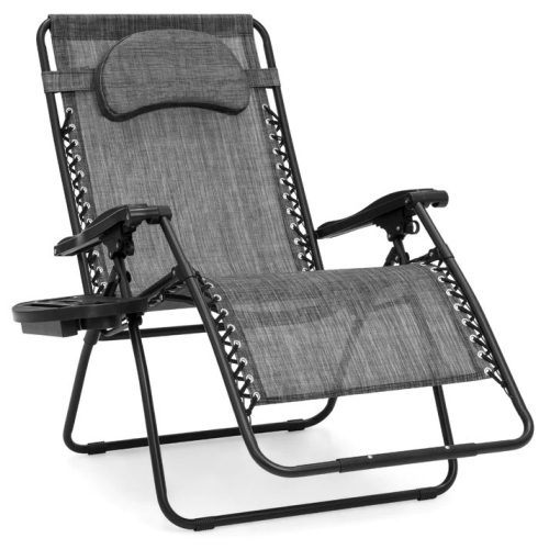 Oversized Reclining Zero Gravity Chair Lounger w/ Cup Holder, Pillow - Lot 5675