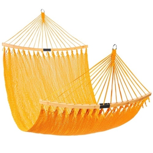 2-Person Woven Polyester Hammock w/ Curved Bamboo Spreader Bar, Carry Bag - Lot 5678