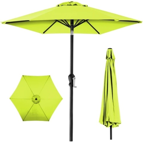Outdoor Steel Market Patio Umbrella Decoration w/ Tilt, Crank Lift - 10ft - Lot 5781