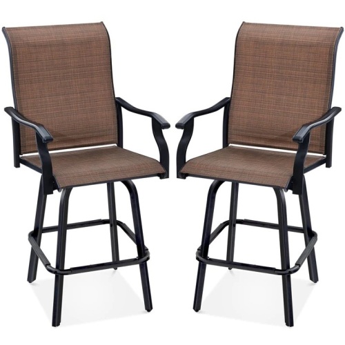 Set of 2 Swivel Barstools w/ 360 Rotation, All-Weather Mesh - Lot 5840