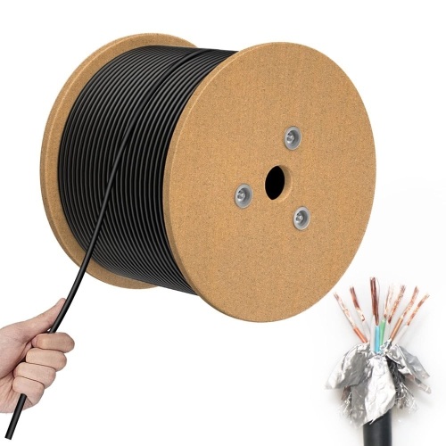 Cat7 Bulk Ethernet Cable 650ft, Outdoor/Indoor CAT 7 Double Shielded Riser (CMR) Ethernet Bulk Cable Reel 1000Mhz 10G Heavy-Duty Waterproof 26AWG S/STP Cat 7 Ethernet Spool - Lot 5854