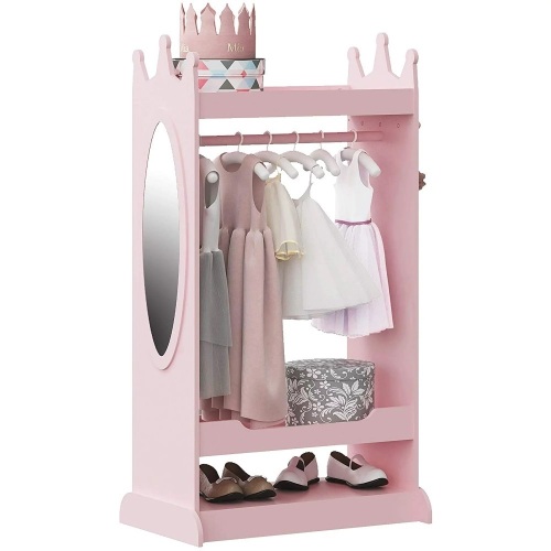 UTEX Kid's See and Store Dress-up Center, Kids Costume Organizer, Open Hanging Armoire Closet, Pretend Storage Closet for Kids, Costume Storage Dresser ( Pink ) - Lot 5866