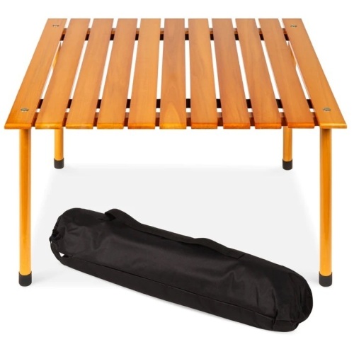 Foldable Indoor Outdoor Wooden Table w/ Carrying Case - 28x28in - Lot 5875