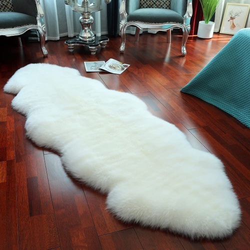LLB Genuine Sheepskin Area Rug Wool Rug Fur Carpet Fluffy Shaggy Fur Rug for Living Room Kids Bedroom Real Sheepskin Throw Lambskin Rugs Sofa Mat Chair Seat Covers (Ivory White, 2 x 6 ft Sheepskin) - Lot 5894