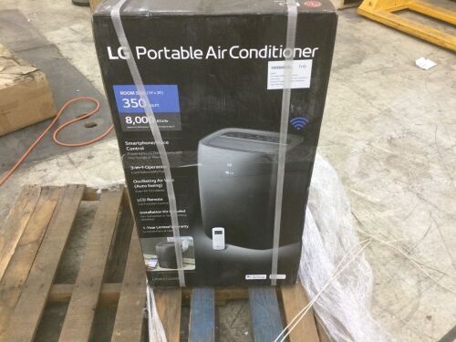 LG 8,000 BTU (DOE) 115-Volt Portable Air Conditioner, Cools 350 Sq. Ft. with Dehumidifier Function, Wi-Fi Enabled - Lot 62