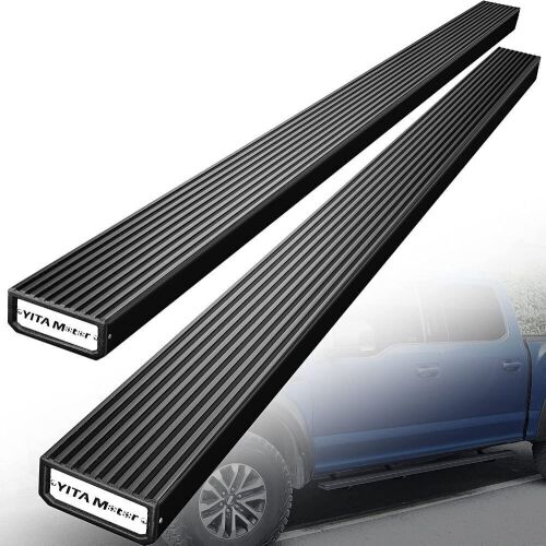 YITAMOTOR 4" Aluminum Black Running Boards for 2007-2018 Chevy Silverado/GMC Sierra 1500, 2007-2019 2500HD 3500HD Double/Extended Cab - Lot 120