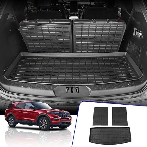 Rongtaod Cargo Liner TPE Seat Back Mats Rear Trunk Mat for 6&7 Passenger 2020-2023 Ford Explorer  - Lot 132