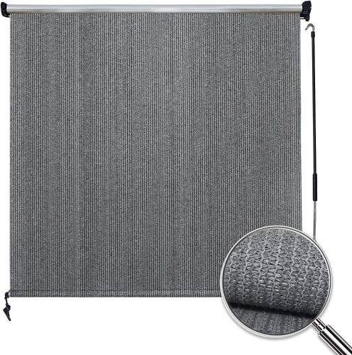 Artpuch Outdoor Roller Shade 8'(W) x6'(L) Fabric Gray Cordless Roll Up Shade - Lot 550