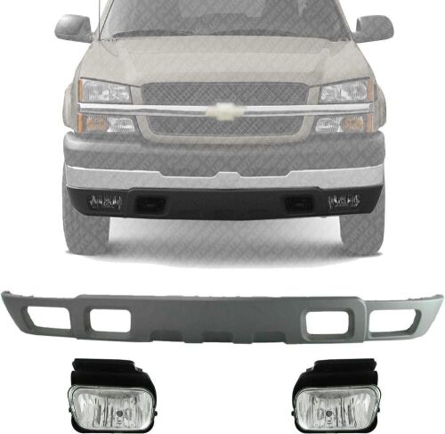 US AUTO PARTS PLUS New Front Lower Valance Textured Gray + Fog Lights Replacement for Chevrolet Silverado 1500 2500 3500 2004-2006  - Lot 570