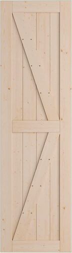 SmartStandard 24in x 84in Sliding Wood Barn Door, DIY Unfinished Solid Spruce Wood Panelled Slab, Interior Single Door Only, Natural, K-Frame, Fit 4FT Rail - Lot 605