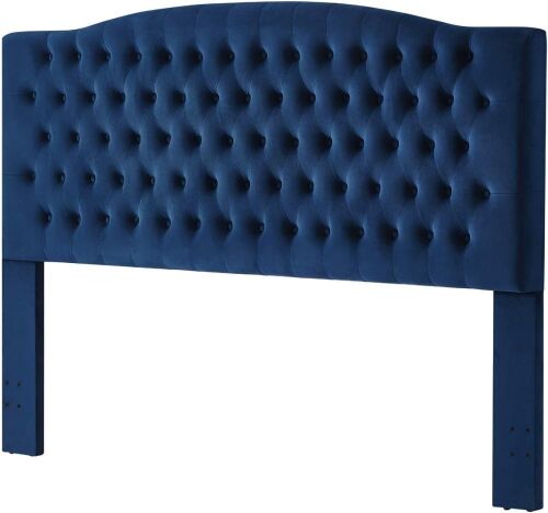 24KF Upholstered Button Tufted King Headboard and Velvet Fabric King/California King- Navy  - Lot 607