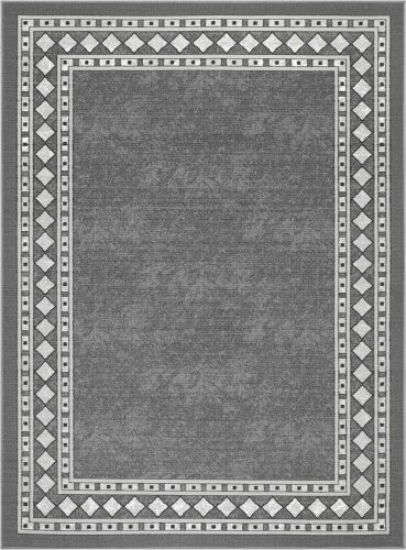 Antep Rugs Alfombras Modern Bordered Non-Skid Low Profile Pile Indoor Area Rug, Gray, 7'10" x 10' - Lot 609