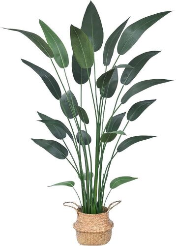 Hanamono 5.94ft Faux Bird of Paradise Tree w/ Planter & Seagrass Basket - Lot 259