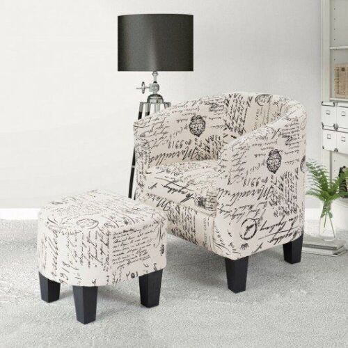 Barrel Accent Linen Fabric Upholstered Chair - Lot 78