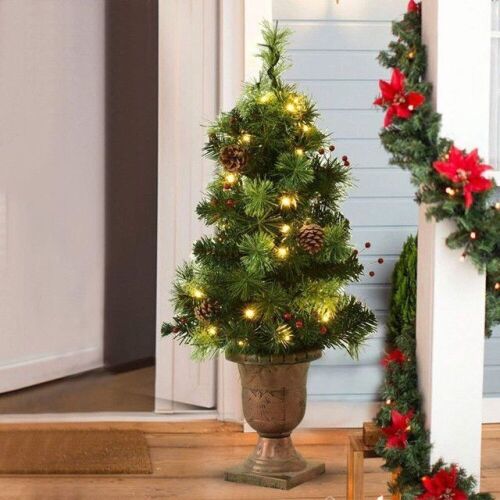 3' Led Christmas Entrance Tree w/ Red Berries, Pine Cones - Lot 397