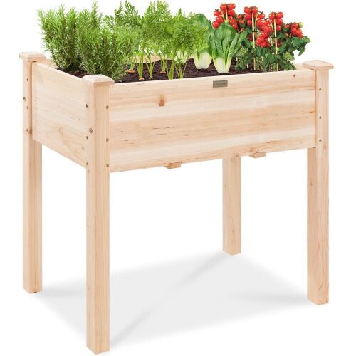 Raised Garden Bed, Elevated Wooden Planter Box w/ Foot Caps - 48x24x30in  - Lot 630