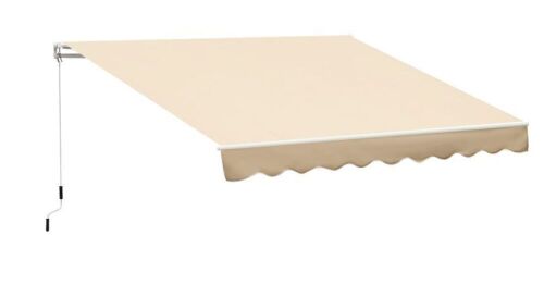 Outsunny 13' x 8' Retractable Patio Awnings, Sunshade Shelter with Manual Crank Handle, Beige - Lot 246