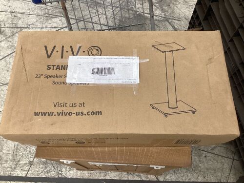 VIVO Premium Universal 23" Floor Speaker Stand for Surround Sound and Book Shelf Speakers - Glass Chipped, Unknown if Hardware is Complete - Lot 375
